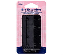 Bra Back Expander Extender 75mm - 4 Hook - black