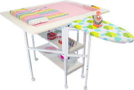 HORN FURNITURE - Emma Sewing and Cutting Table with ironing board - white